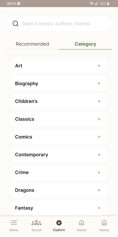 Goodreads Redesign — Explore — by category