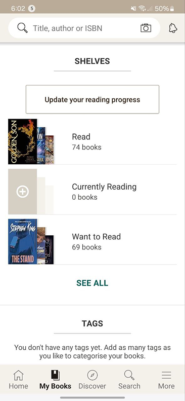 Goodreads Redesign — Before — My Books, current