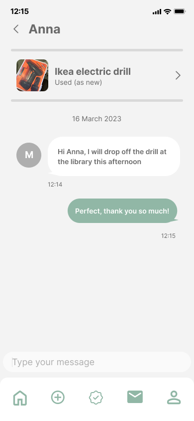 Sherry — Drop-off chat — coordinate the handover, contract one tap away
