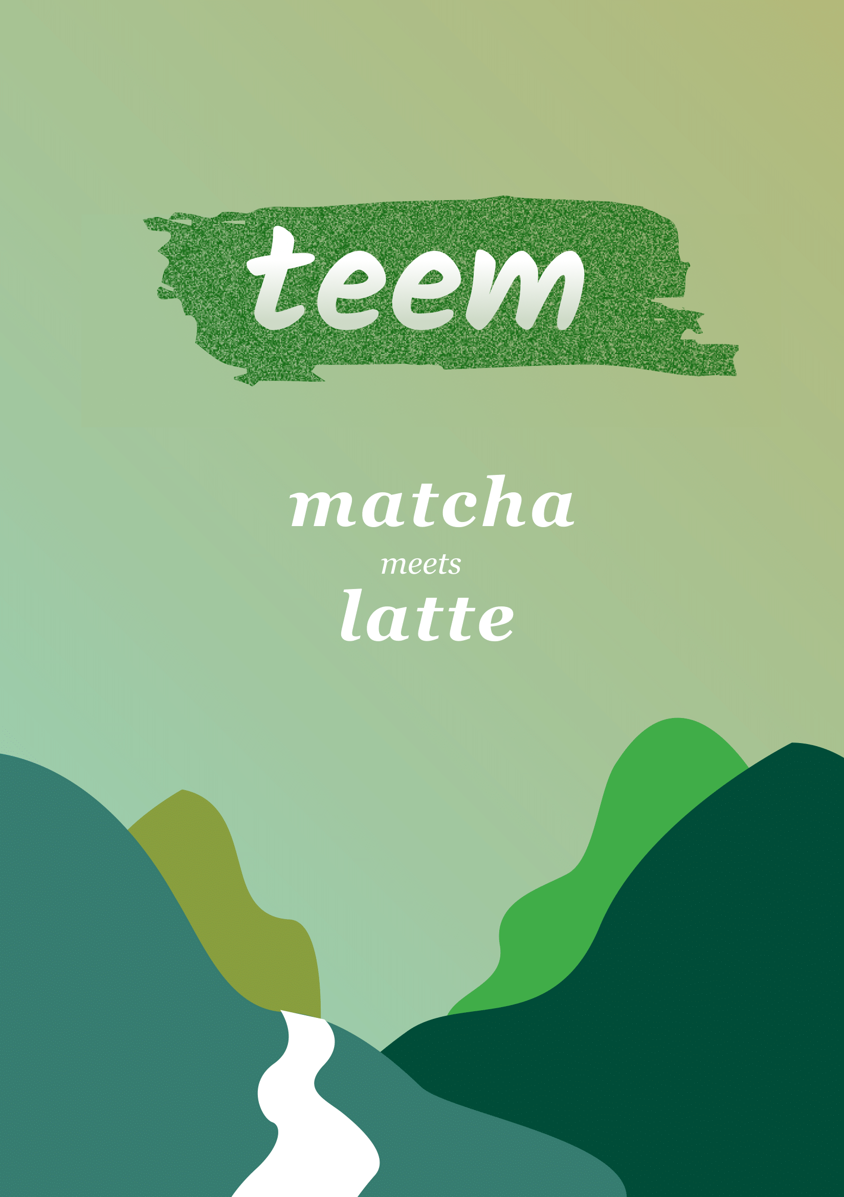 Teem — Leaflet front cover — matcha meets latte