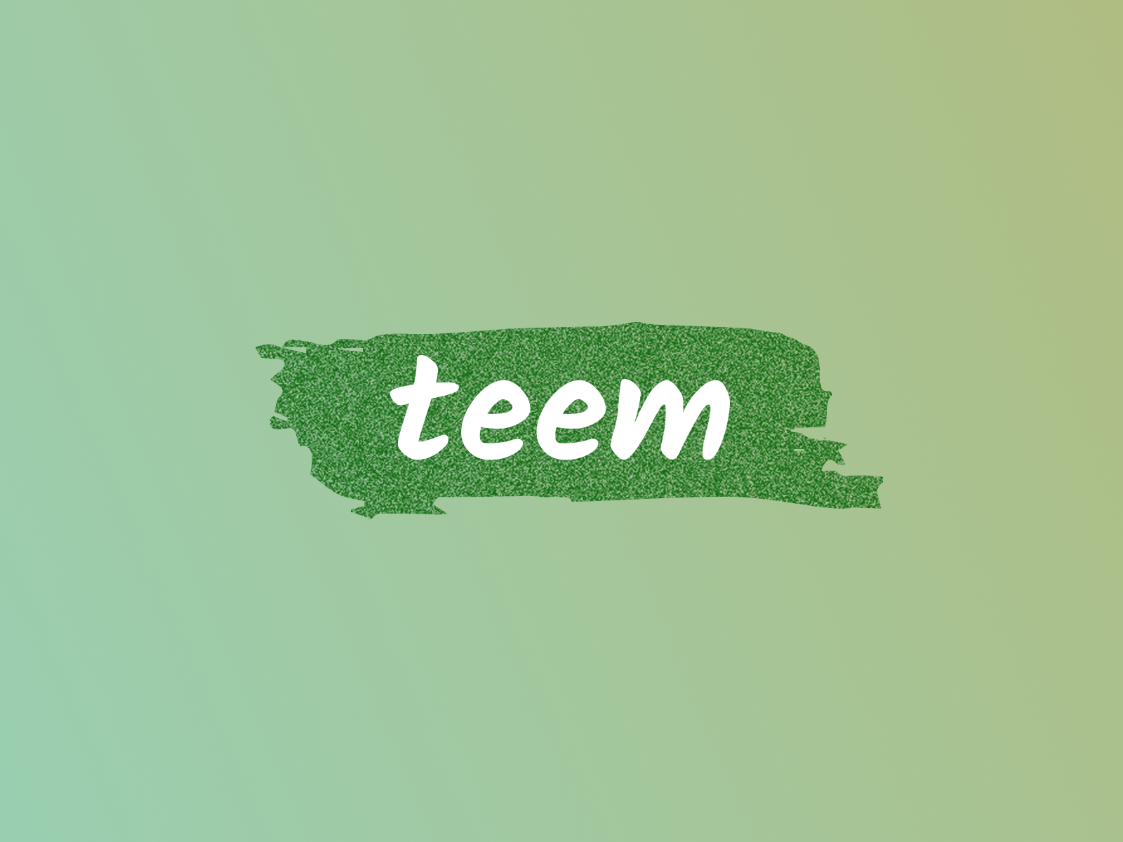 Teem — Logo on its green brushstroke — the brand mark in isolation